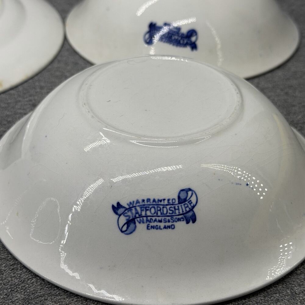6pc Staffordshire Ironstone Blue Willow Pattern Bowls Plates Dinnerware Antique - Picture 6 of 8